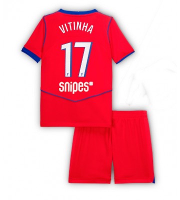 Paris Saint-Germain Vitinha #17 Tredjetrøje Børn 2025-26 Kortærmet (+ Korte bukser)